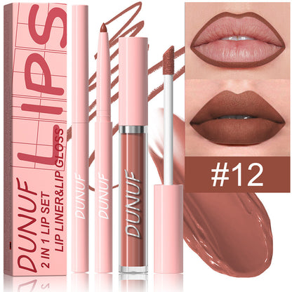 2-in-1 Lip Liner & Lipstick – Velvet Matte, Waterproof, Long Lasting Lip Gloss