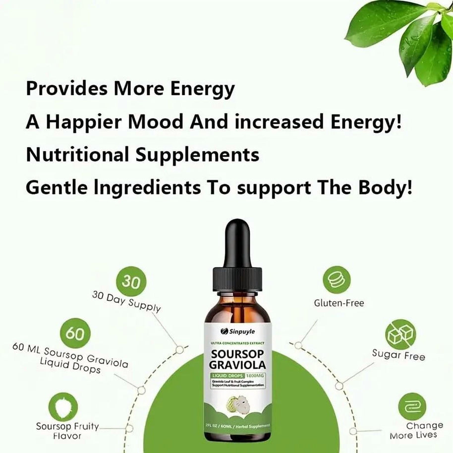 Sinpuyle Soursop Graviola Ultra Concentrated Liquid Drops (1800MG)–2FL OZ (60ML)