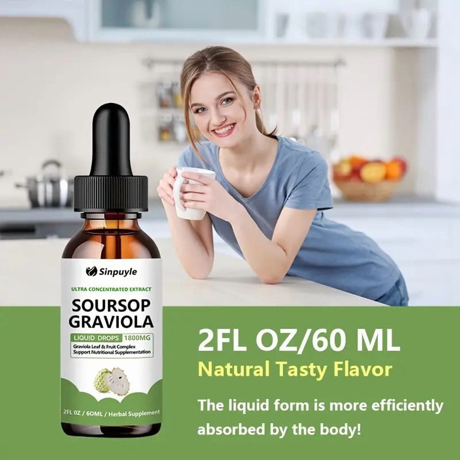Sinpuyle Soursop Graviola Ultra Concentrated Liquid Drops (1800MG)–2FL OZ (60ML)