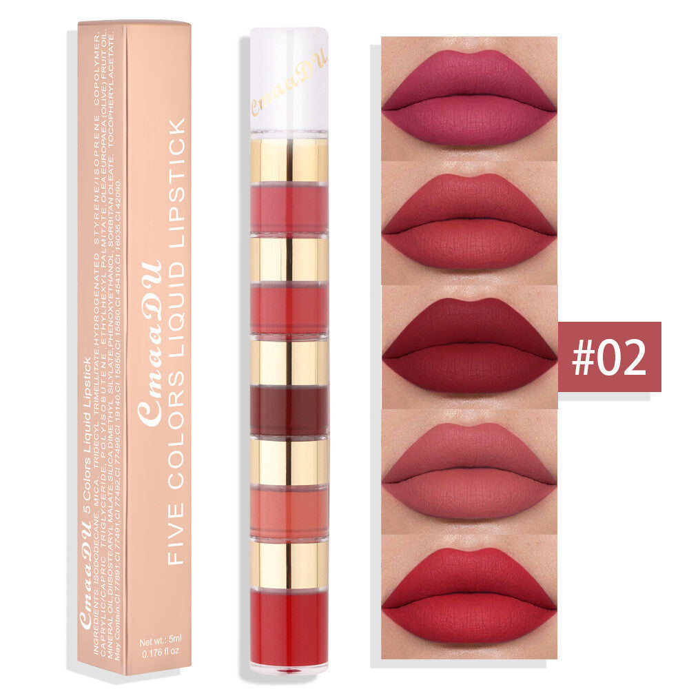 5 Colors 5 in 1 Liquid Lipstick Magic Lip Gloss Matte & Waterproof Long Lasting