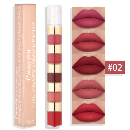 5 Colors 5 in 1 Liquid Lipstick Magic Lip Gloss Matte & Waterproof Long Lasting