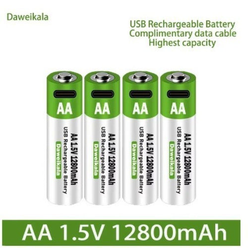 1.5V USB Rechargeable AA Lithium Batteries 12800mAh - Li-ion Battery