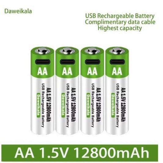1.5V USB Rechargeable AA Lithium Batteries 12800mAh - Li-ion Battery