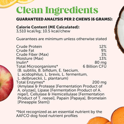 Dog Probiotics for Gut Health Pumpkin Flavor Chews Supports Skin Ear Health