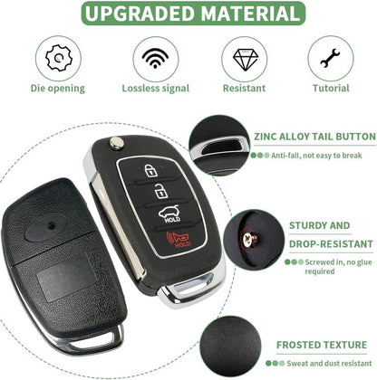 Key Fob Case for Hyundai Sonata Santa Fe Sport with Insert Rubber Pad Keypad