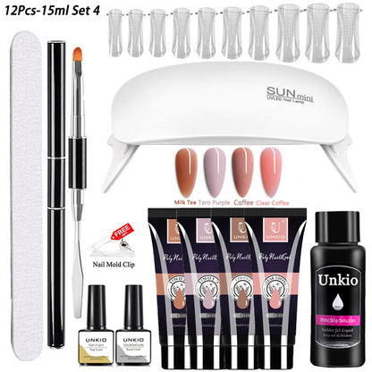 Poly Nail Gel Set 6W LED Lamp Full Manicure Quick Extension Nails Building Tool