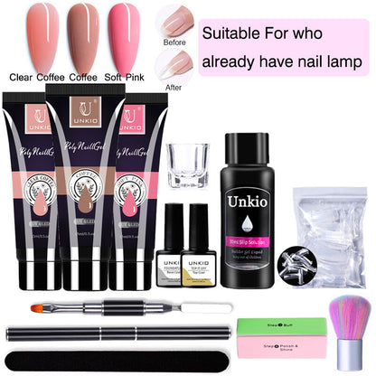 15ml Poly Nail Gel Kit 12in1 Nail Art Set Led Lamp Gel Varnish Quick Extension
