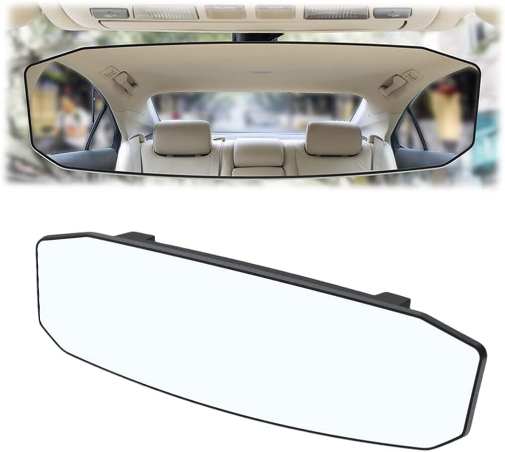 Car Rear View Mirror 12Inch HD Wide Angle Extended Curved Mirror Convex Rearview