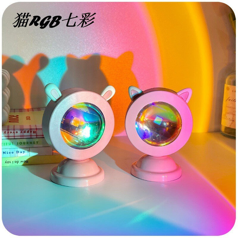Live Projection Lamp Sunset Rainbow RGB Sunset Atmosphere Mini Floor Lamp