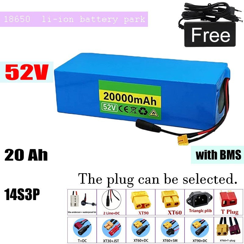 52V 20Ah 14S3P Li-ion Battery High Capacity with BMS for E-Bike E-Scooter
