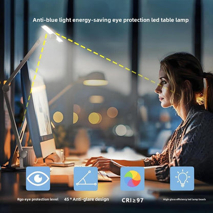 LED Desk Lamp Eye Protection for Dormitory Study Reading Light Clip Foldable