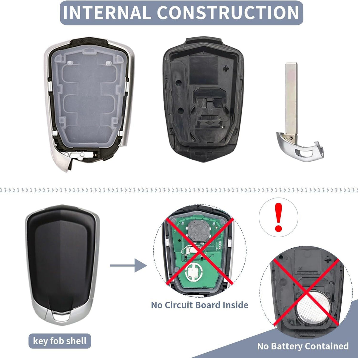 5 Button Car Key Fob Shell Pad Cover for Cadillac Keyless Entry Remote Pad Cover