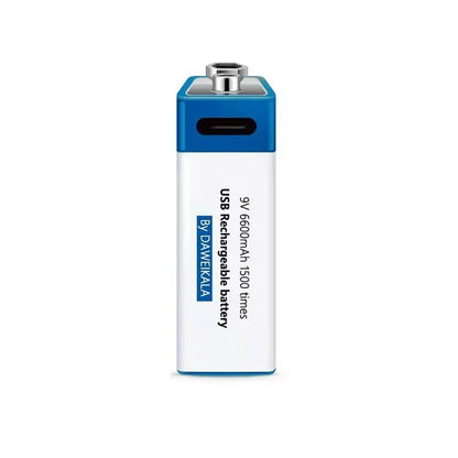9V 6600mAh Li-ion Battery USB Rechargeable with TEYT-C Port Fast Charging