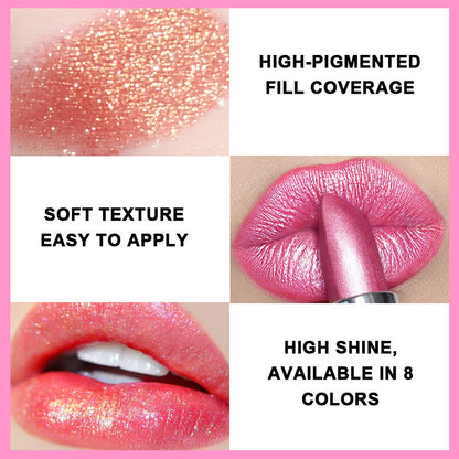 Shimmer Lipstick ✨ Moisturizing & Highly Pigmented 💋 Multi-Use as Eyeshadow