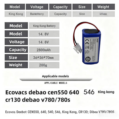 14.4V Li-ion Battery for Ecovacs Xiaomi Robot Vacuum Cleaner