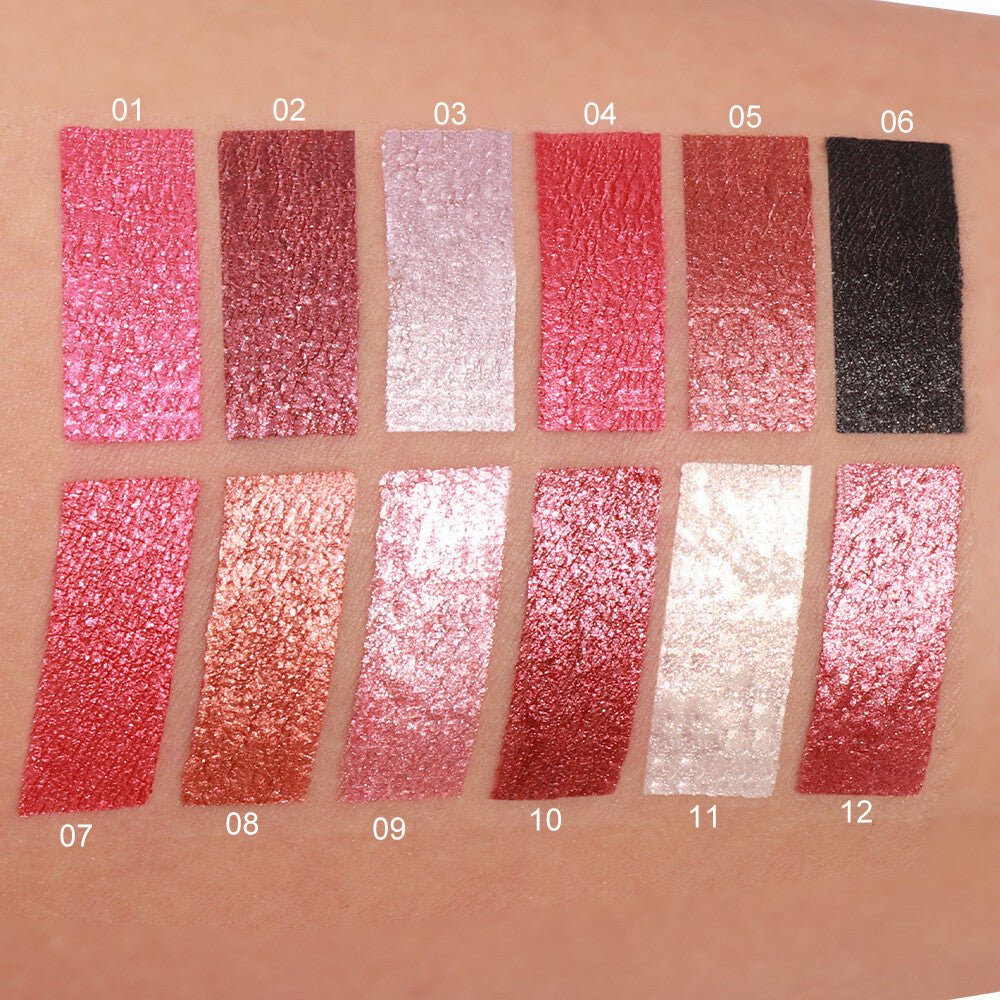 12 Color Shimmer Liquid Lipstick Long Lasting Waterproof Glossy Finish Lip Gloss