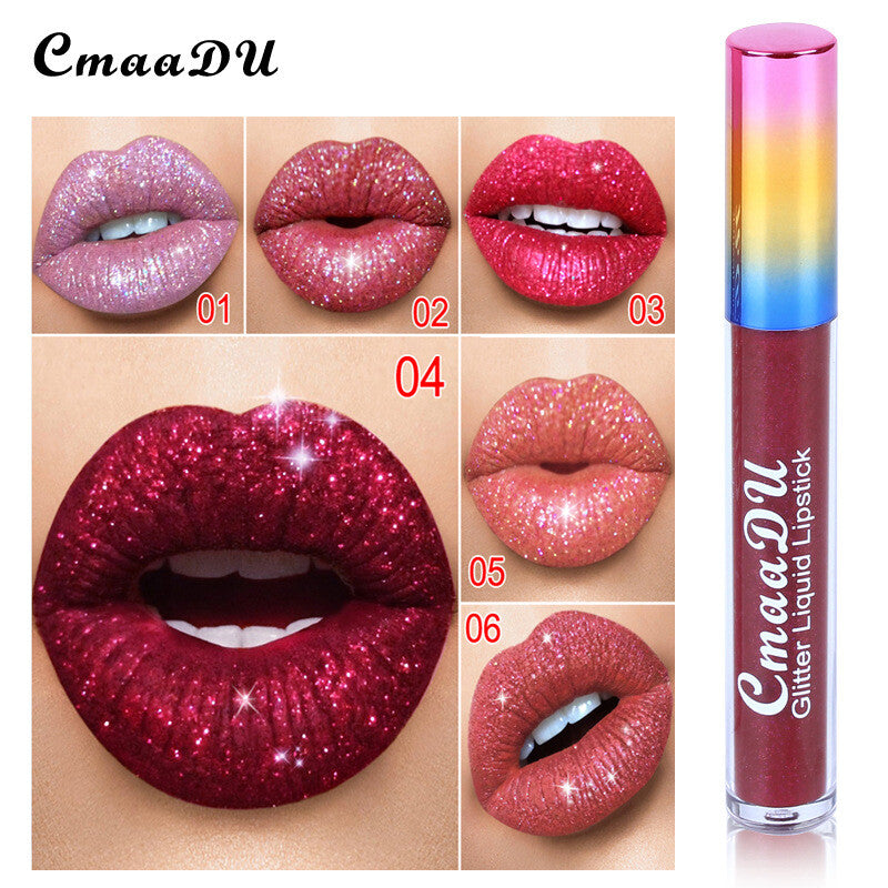 Diamond Sparkle Lip Gloss - Iridescent Shine, Glitter Lipstick, High Shine