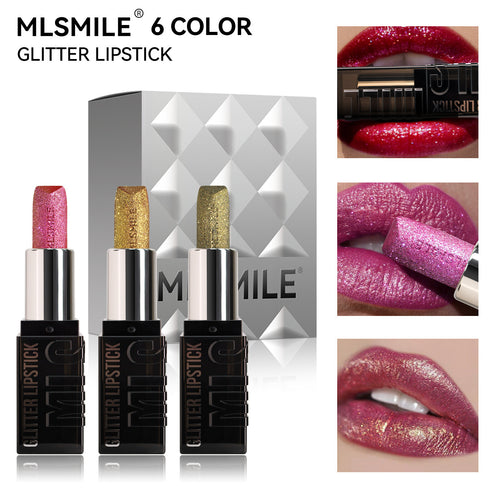 3pc/box Metallic Glitter Lipstick Set for women 6 color Waterproof Smudge Proof