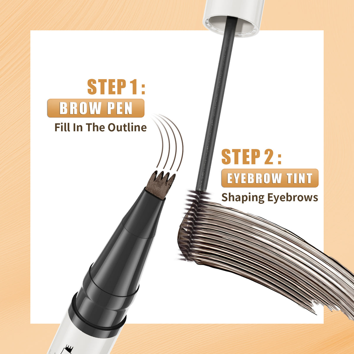 Fork Tip Liquid Eyebrow Liner - Waterproof, Sweatproof, Natural Hair Strokes