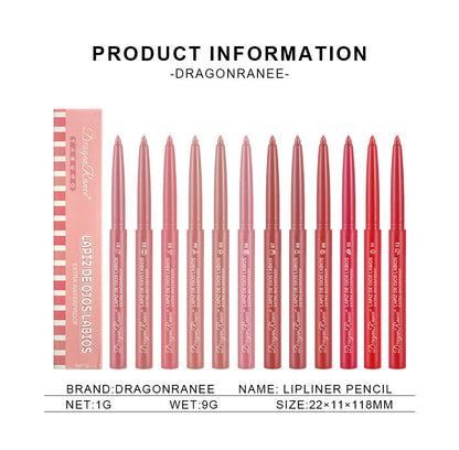 12 colors 1g Matte Lip Liner & Lipstick - Velvet Rosewood & Pink Waterproof