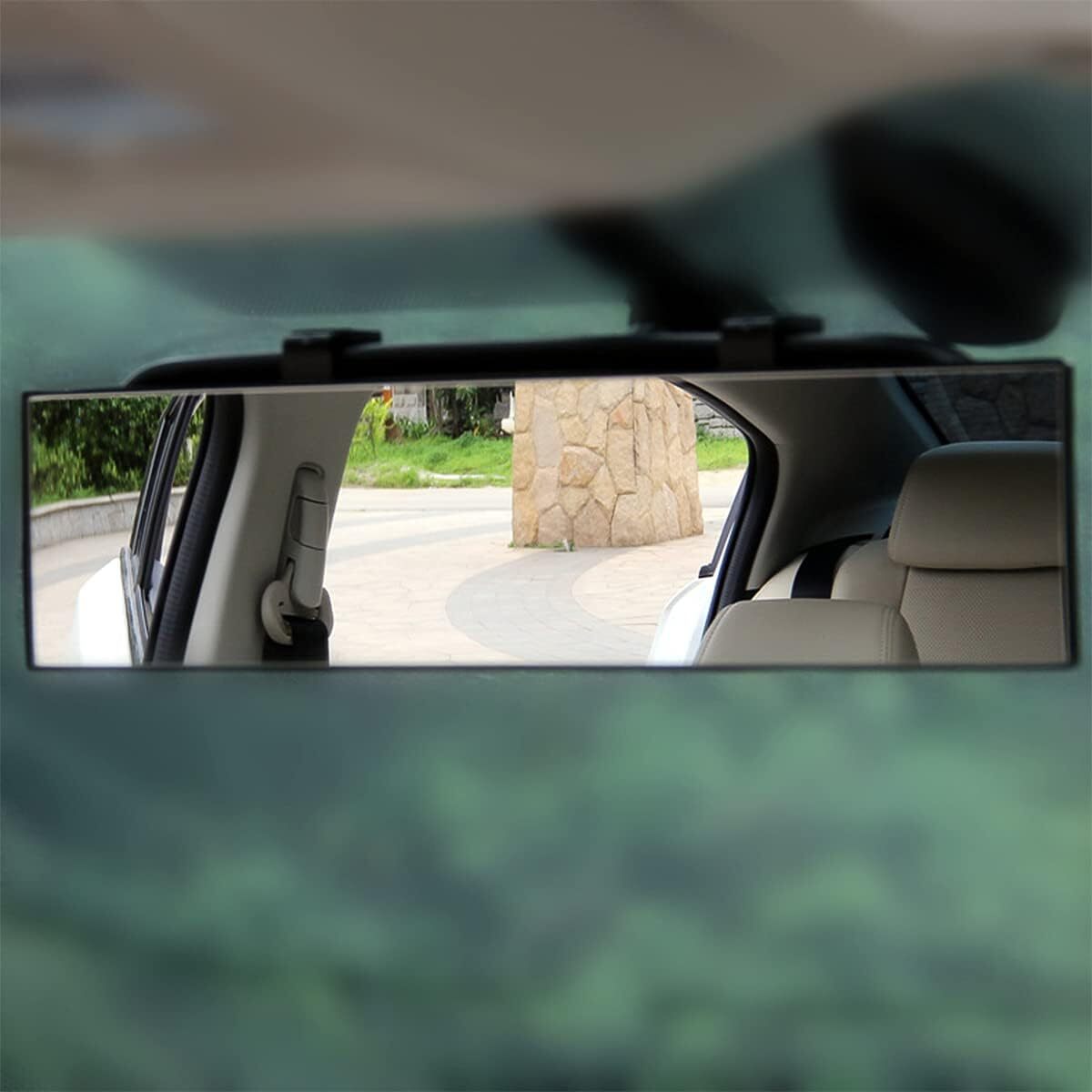 Car Rearview Mirrors, Shock Resistant Interior Clip-on Panoramic Rear View 12in