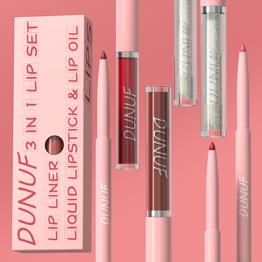 3-in-1 Lip Liner + Lips Gloss + Lip Oil 💄 Matte & Shimmer 🌸 Long Lasting