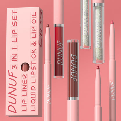3-in-1 Lip Liner + Lips Gloss + Lip Oil 💄 Matte & Shimmer 🌸 Long Lasting