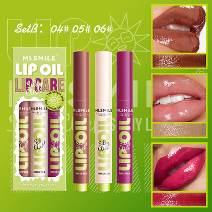 (*3 PCS/SET*) Makeup Press Lipstick Solid Lip Gloss Moisturizing Mirror Lip Oil