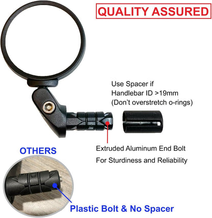 Bike / Bicycle Mirror Stainless Steel Lens Adjustable Rearview Cycle(Black 62mm)