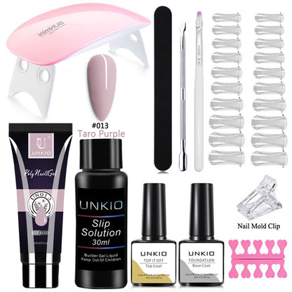 Poly Nail Gel Kit French Nails with Tool Set 6W LED Lamp for Manicure Extension