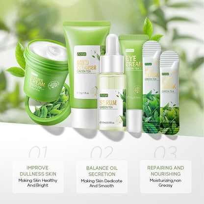 Green Tea Skin Care Skin Masks Set Facial Cleanser Eye Cream Facial Cleansing