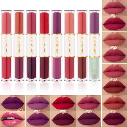 2-in-1 Double Ended Matte Lip Gloss Lipstick - Long Lasting, Waterproof