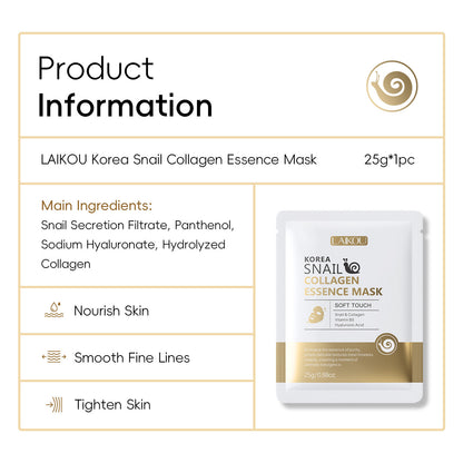 5pcs/set Skin Care Skin Masks Moisturizing Cleansing Korean Snail Mucin Mask