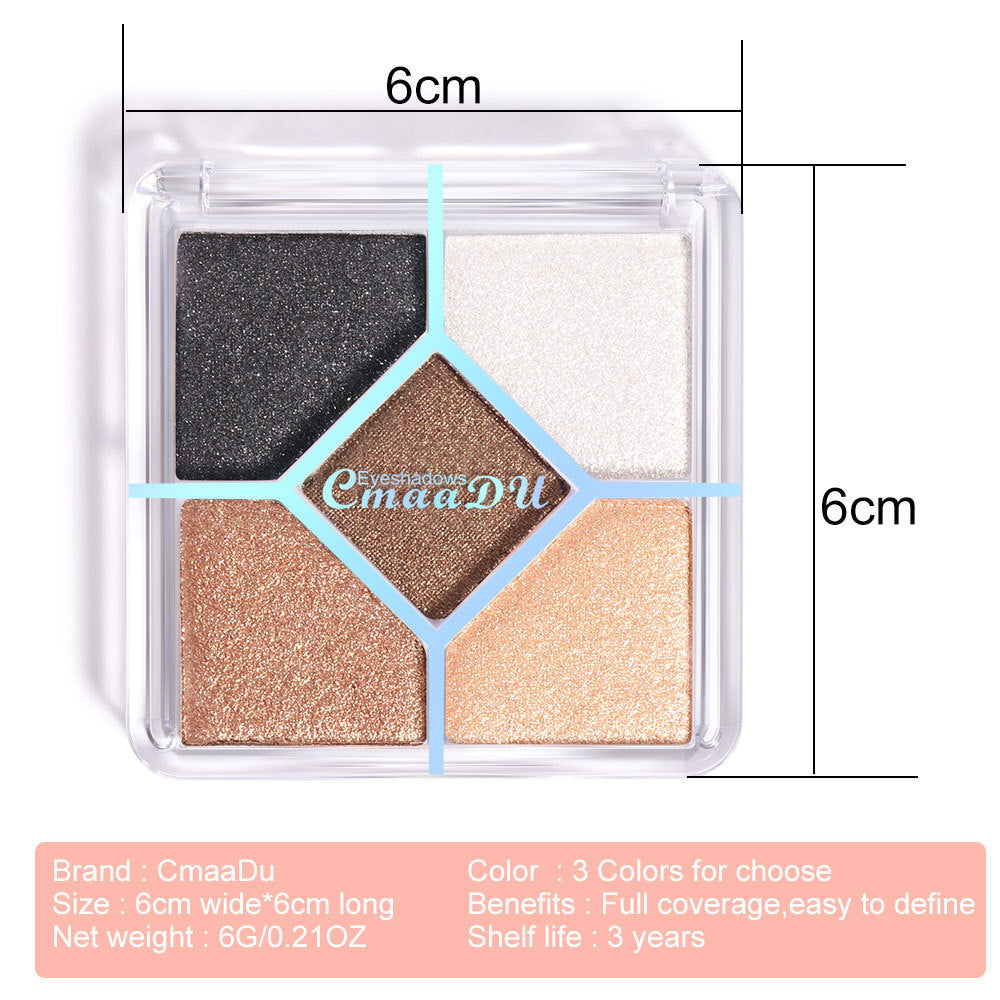 5-Color Eye Shadow Palette - Matte & Shimmer, Blendable, No Fallout Eyeshadow
