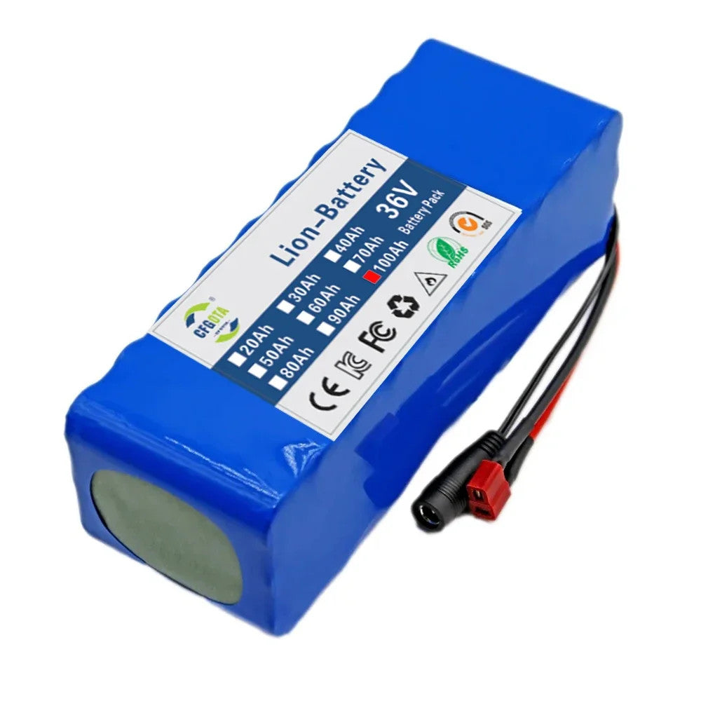 36V 100Ah Li-ion Battery Pack with BMS for 250W-500W Electric Scooter E-Bike