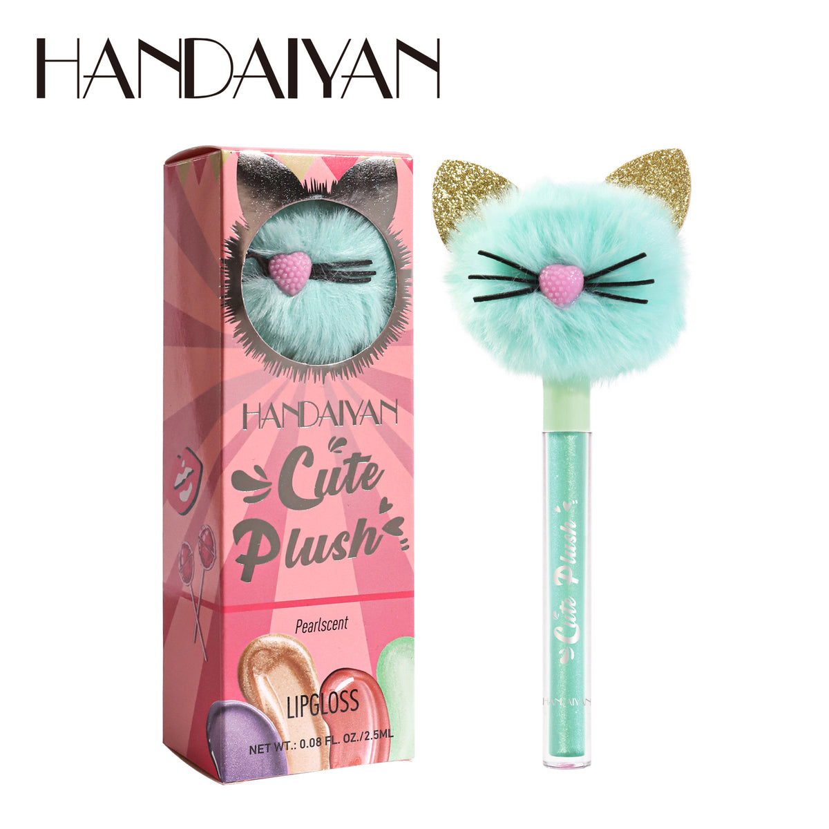 Fuzzy Cat Lip Gloss - Shimmery Jelly Shine, Mirror Glossy Finish Liquid Lipstick