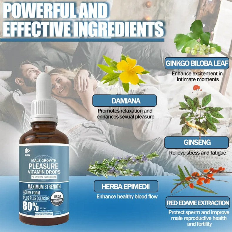 Male Gowth Pleasure Vitamin Drops Epimedium Maca Root Ginseng L-ARGININE