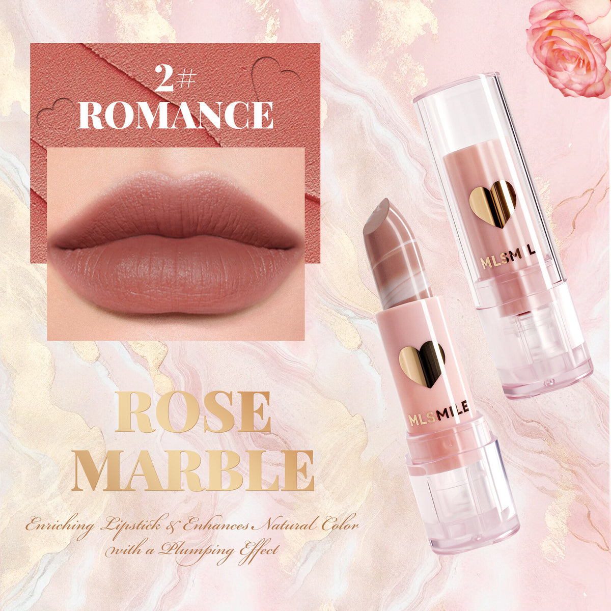 Marble Matte Lipstick 4 Colors Velvet Matte Finish Moisturizing and Long Lasting