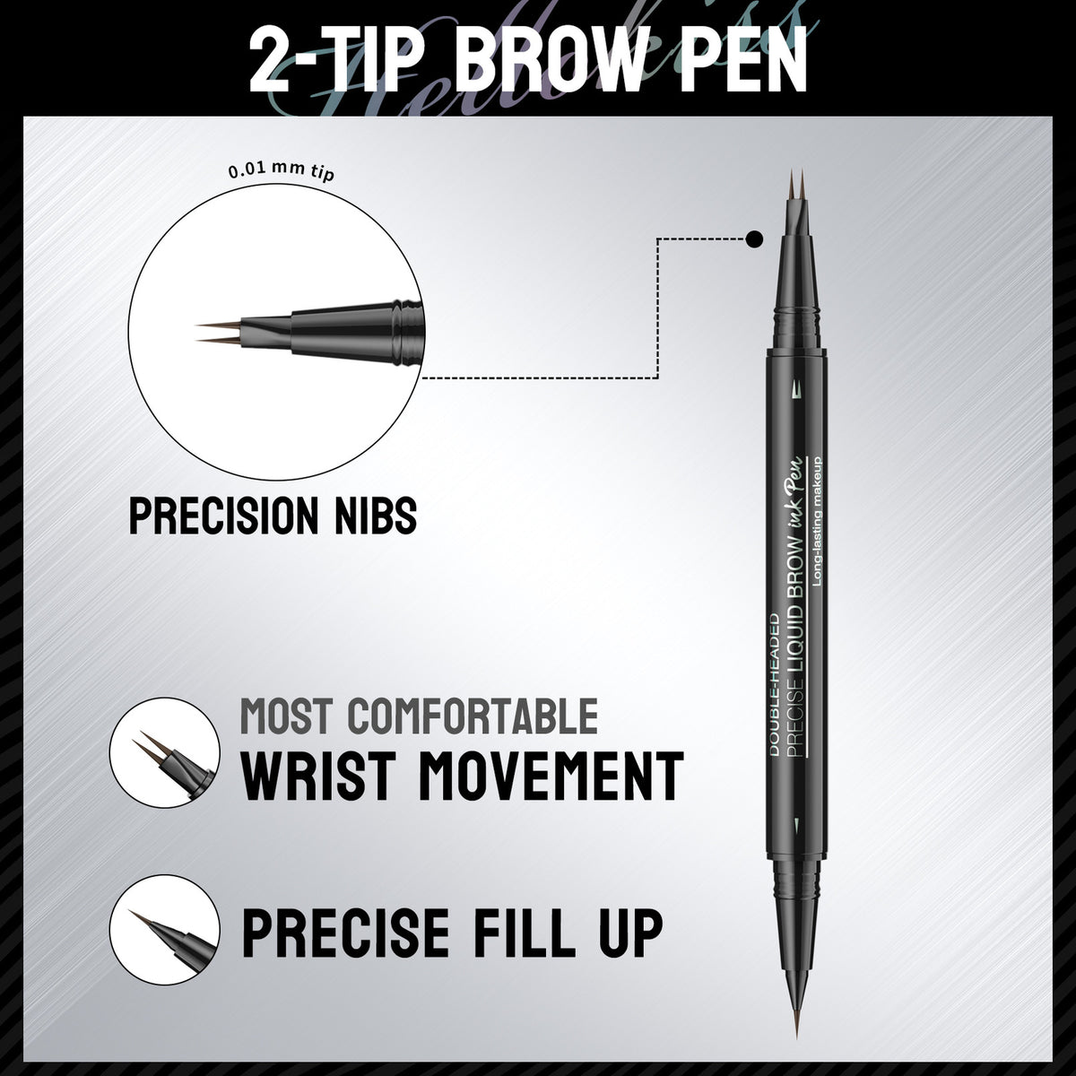 Double-Ended Forked Brow Pen Eyebrow Liner Waterproof SmudgeProof Eyes Makeup