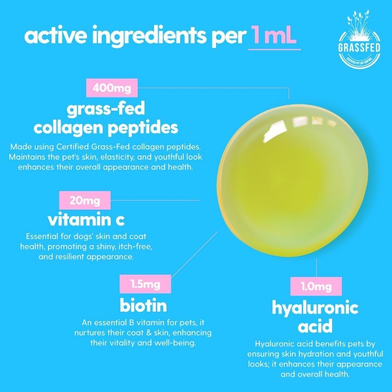 Liquid Collagen for Dogs & Cats with Biotin for Skin & Coat Health 60ml