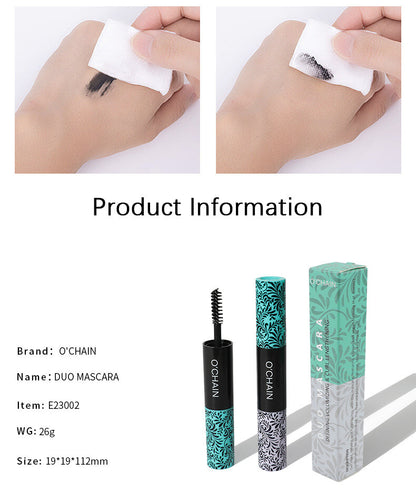 2-in-1 Double-Ended Mascara - Volumizing Base + Color Top Coat, Smudge-Proof