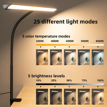 LED Dual Head Reading Desk Lamp Folding Swing Arm Desk Lamp with Clamp