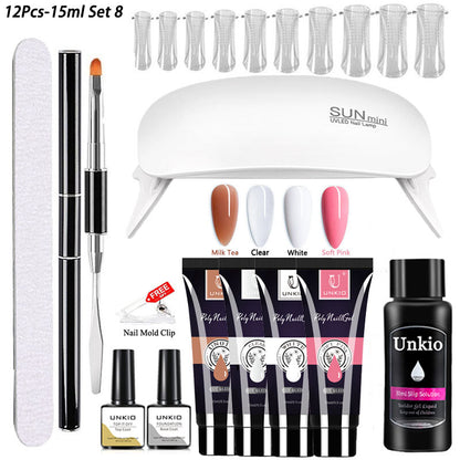 Poly Nail Gel Set 6W LED Lamp Full Manicure Quick Extension Nails Building Tool