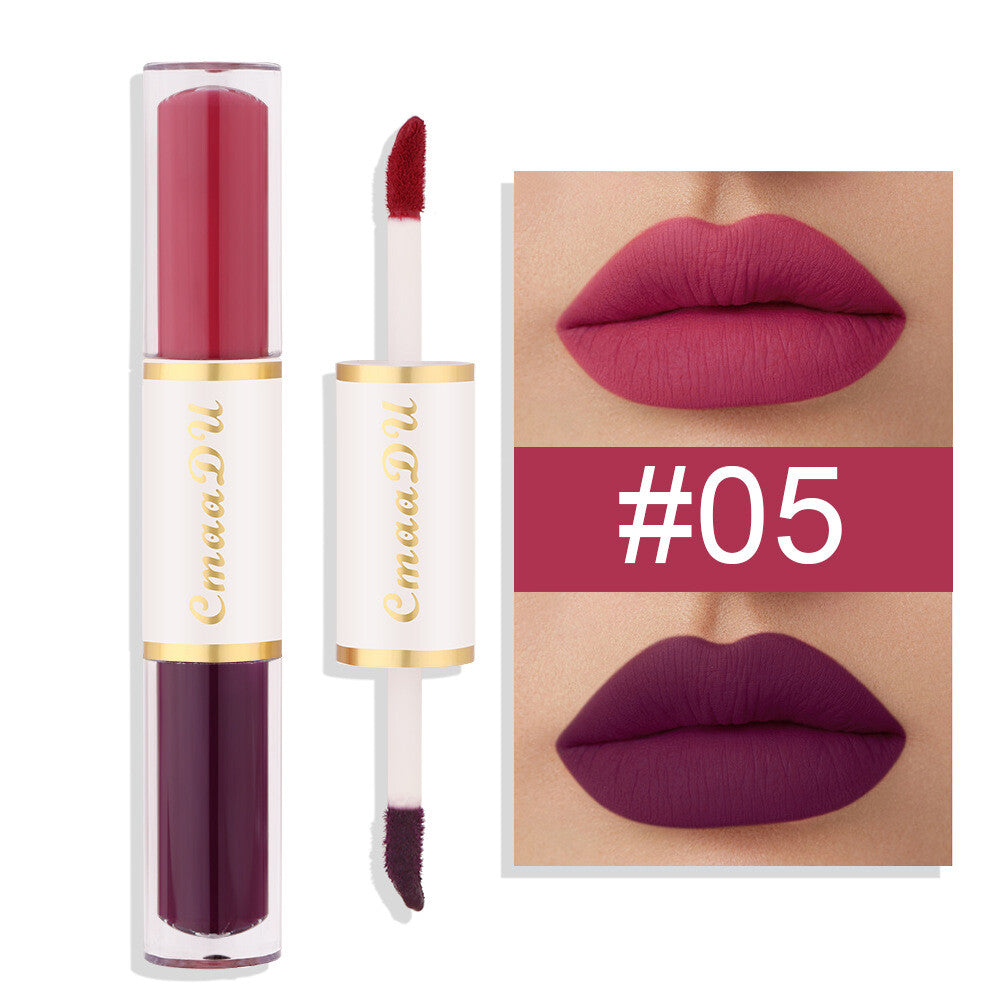 2-in-1 Double Ended Matte Lip Gloss Lipstick - Long Lasting, Waterproof