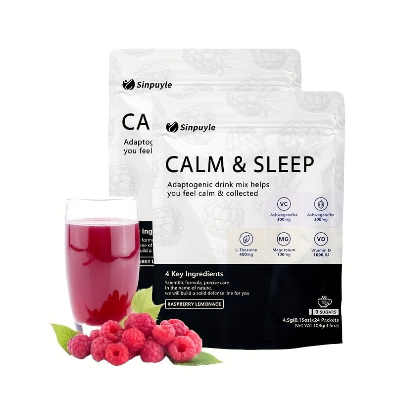 Sinpuyle Calm & Sleep Adaptogenic Drink Mix-Raspberry Lemonade-Sugar Free-1 pack