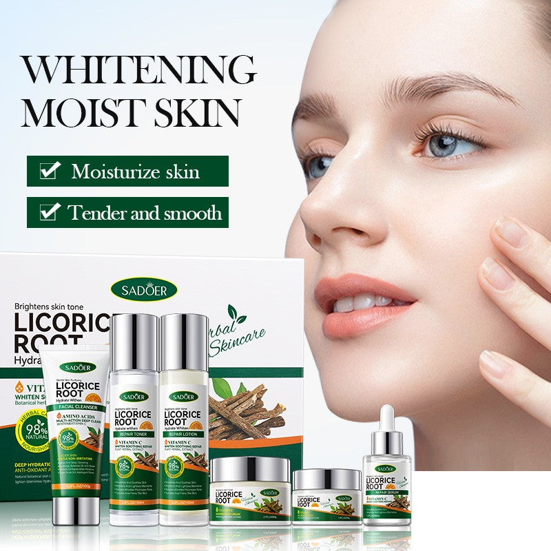Licorice root & Vitamin C Brightening Set 6pc Botanical Korean Skincare Cleanser