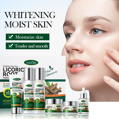 Licorice root & Vitamin C Brightening Set 6pc Botanical Korean Skincare Cleanser