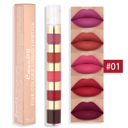 5 Colors 5 in 1 Liquid Lipstick Magic Lip Gloss Matte & Waterproof Long Lasting