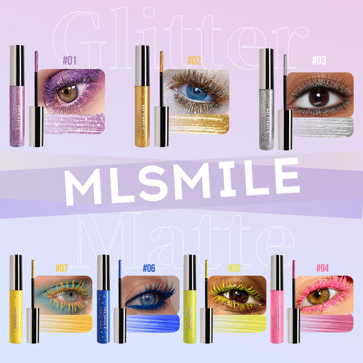 Colorful Glitter Mascara - Shimmer, Waterproof, Christmas & Cosplay Makeup