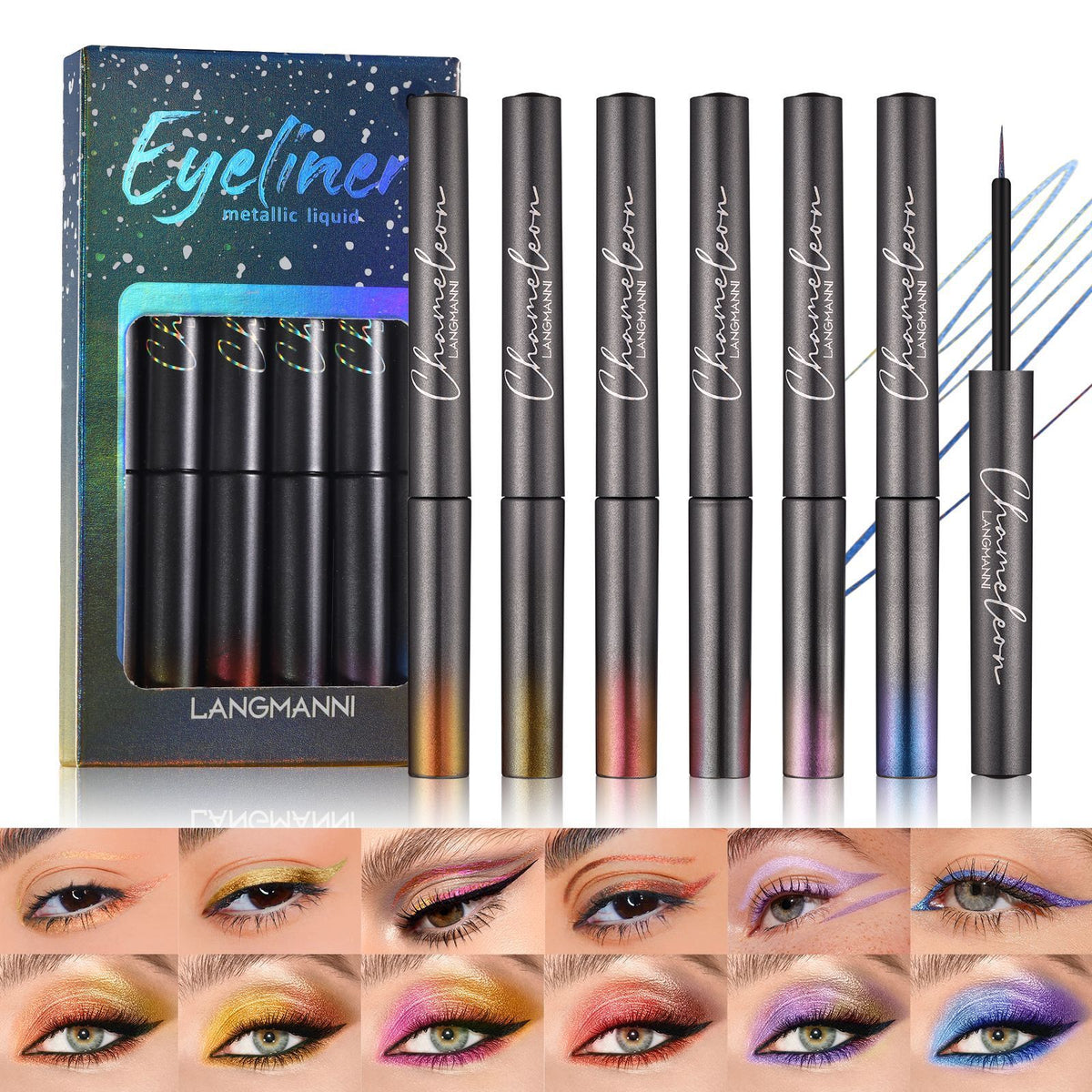 6-Color Glitter Eyeliner Gift Set - Quick-Dry, Waterproof Party Makeup for Women